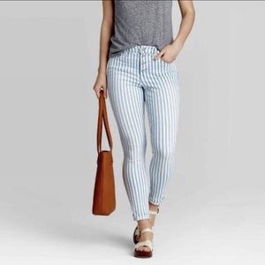 Universal Thread Blue & White Stripe High Rise Skinny Jean NWT